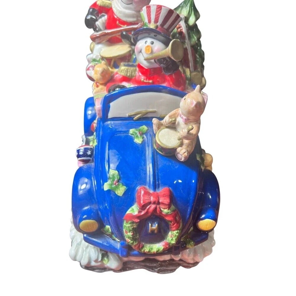 Snowman Christmas Holiday Cookie Jar in a Cart with Presents – Ceramic Seasonal